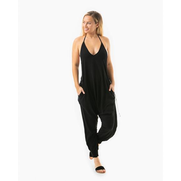 Buddha Pants Womens Cotton Lightweight Tapered Hippie Boho Harem Jumper Black - Picture 1 of 11